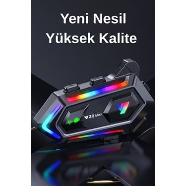 Wearfitpro Y20 Max RGB Işık Efektli Intercom Bluetooth Motosiklet Kask Kulaklığı 3