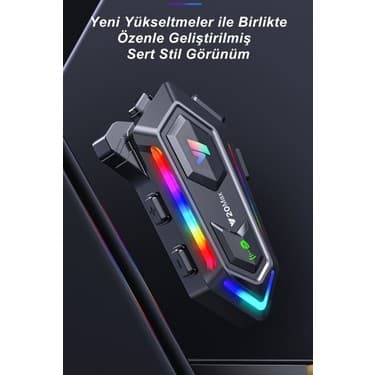 Wearfitpro Y20 Max RGB Işık Efektli Intercom Bluetooth Motosiklet Kask Kulaklığı 4