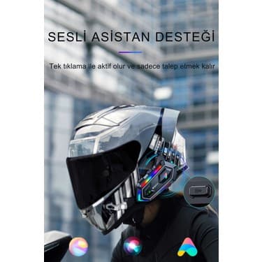 Wearfitpro Y20 Max RGB Işık Efektli Intercom Bluetooth Motosiklet Kask Kulaklığı 5