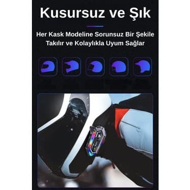 Wearfitpro Y20 Max RGB Işık Efektli Intercom Bluetooth Motosiklet Kask Kulaklığı 6