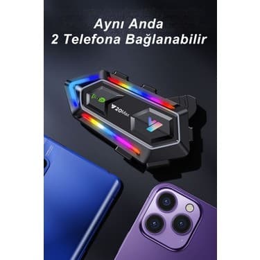 Wearfitpro Y20 Max RGB Işık Efektli Intercom Bluetooth Motosiklet Kask Kulaklığı 7