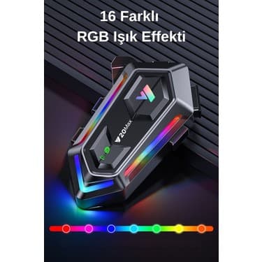 Wearfitpro Y20 Max RGB Işık Efektli Intercom Bluetooth Motosiklet Kask Kulaklığı 8