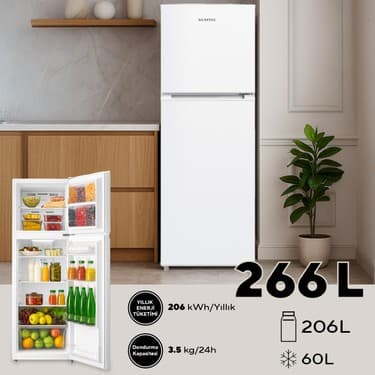 Kumtel Çift Kapılı No Frost Buzdolabı 266L HTMF-270 2