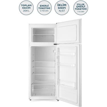 Kumtel Çift Kapılı Buzdolabı 204L HTMF-210 2