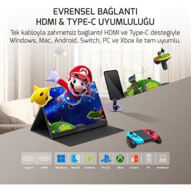 Ezcool Lite E15T 15.6 Inç 60Hz 4 Ms Fhd Portable 1920 x 1080 LCD Monitör 5