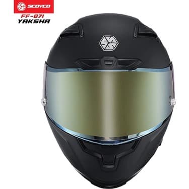 Scoyco FF-871 Yaksha Mat Siyah-Gold Güneş Vizörlü Kapalı Kask (Gold Camlı) 3