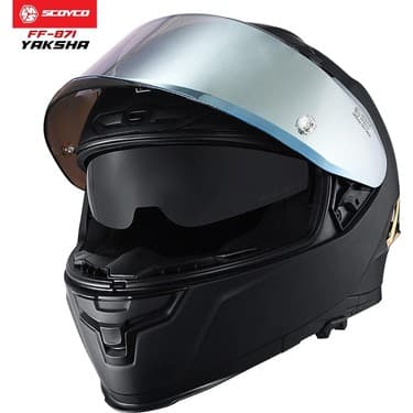 Scoyco FF-871 Yaksha Mat Siyah-Gold Güneş Vizörlü Kapalı Kask (Gold Camlı) 4