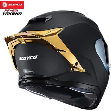 Scoyco FF-871 Yaksha Mat Siyah-Gold Güneş Vizörlü Kapalı Kask (Gold Camlı) 5