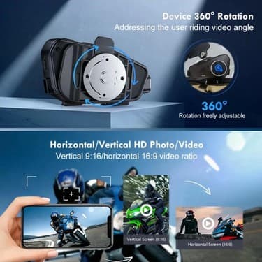 Remstdrk Q28 Motosiklet Kask Bluetooth Kulaklık 1080P Kamera Interkom Kulaklık Su Geçirmez Intercom 2