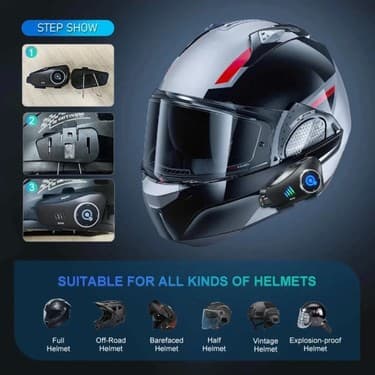 Remstdrk Q28 Motosiklet Kask Bluetooth Kulaklık 1080P Kamera Interkom Kulaklık Su Geçirmez Intercom 5