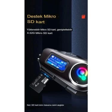 Remstdrk Q58-MAX Radyolu 2 Kişi Bağlantılı Bluetooth Kask Kulaklık Ekranlı Fenerli Müzik ve Telsiz Intercom 4