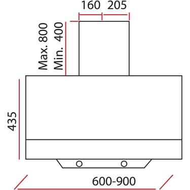 Exep ED-401 Siyah Cam Davlumbaz Duvar Tipi Eğimli Tasarım 60 cm 450 m³/h Hava Debisi 3