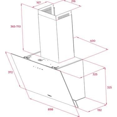 Teka DVN 94030 TTC BK Duvar Tipi Davlumbaz 445 m³/h Siyah Cam 90 cm 112950008 5