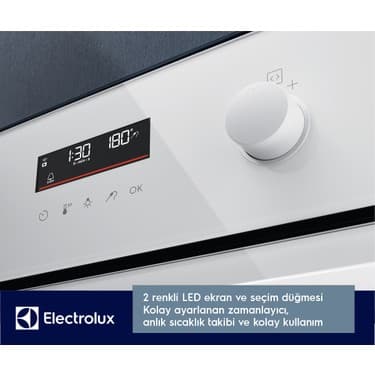 Electrolux EOD6F77WV 600 Serisi Steambake Buhar Ilaveli Katalitik ve Aquaclean Temizlemeli 72 Lt A+ Wi-Fi Beyaz Cam Ankastre Fırın 8