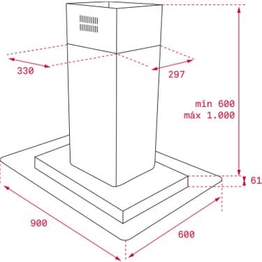Teka DG3 985 90 cm Paslanmaz Çelik Ada Tipi Ankastre Davlumbaz 2