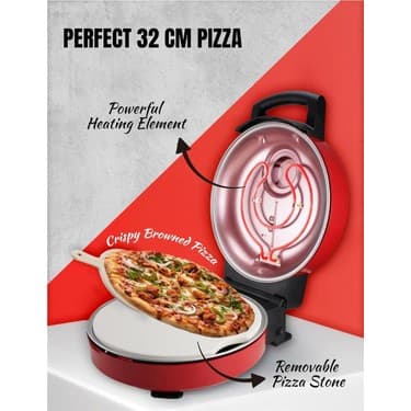 Bestron Viva Italia Pizza Fırını, 320°C Elektrikli Fırın, Şamot Taşı Dahil 2