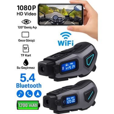 Electro Awm Kameralı Bluetooth Motosiklet Kask Interkomu Su Geçirmez Hd Kayıt 32 GB Sd Kart Hediyeli 2