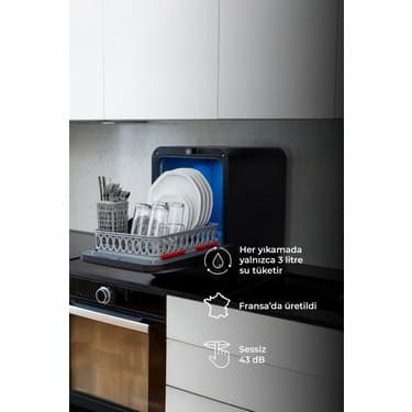 Bob Tezgah Üstü Mini Bulaşık Makinesi Karbeyaz Mat Beyaz 5