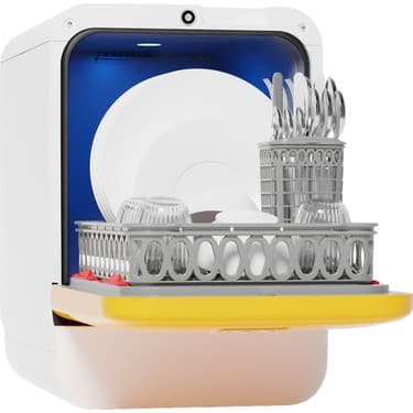 Bob Tezgah Üstü Mini Bulaşık Makinesi Karbeyaz Sarı 2