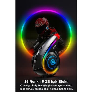 Qasul Rgb Işık Efektli Intercom Bluetooth Motosiklet Kask Kulaklığı Intercom Kulaklık 3