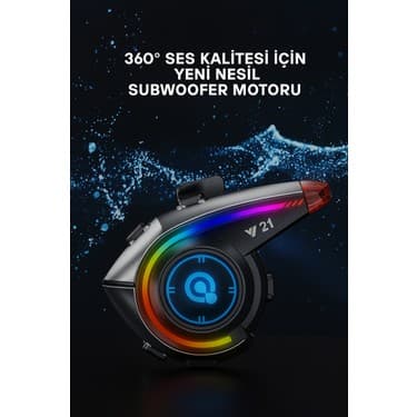Qasul Rgb Işık Efektli Intercom Bluetooth Motosiklet Kask Kulaklığı Intercom Kulaklık 4