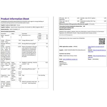 Hoover HWP 211AMBC/1-17 11 kg Wi-Fi  Bağlantılı 1200 Devir Çamaşır Makinesi 6