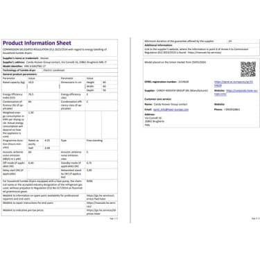 Hoover HREH 10A2TBE-17 10 kg Wi-Fi  Bağlantılı Isı Pompalı Kurutma Makinesi 6