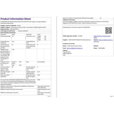 Hoover HREH 9A2TBE-17 9 kg Wi-Fi  Bağlantılı Isı Pompalı Kurutma Makinesi 6