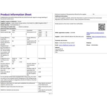 Hoover HLEH10A2TCEX-17 10 kg Wi-Fi  Bağlantılı Isı Pompalı Kurutma Makinesi 6