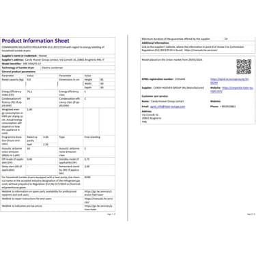 Hoover HREH 9A2TE-17 9 kg Wi-Fi  Bağlantılı Isı Pompalı Kurutma Makinesi 7
