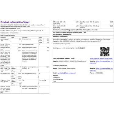 Hoover HWP 610AMBC / 1-S 10 kg Wi-Fi  Bağlantılı 1600 Devir Çamaşır Makinesi 7