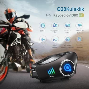 Sonreir Q28 Wifi Kameralı Motosiklet Kask Kulaklık Interkom Bluetooth Sd Kart Destekli Su Geçirmez Intercom 2