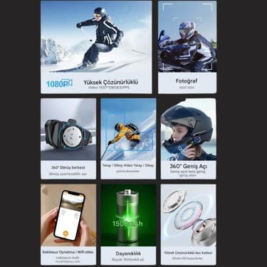 Sonreir Q28 Wifi Kameralı Motosiklet Kask Kulaklık Interkom Bluetooth Sd Kart Destekli Su Geçirmez Intercom 3