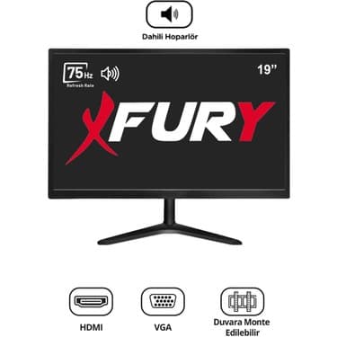 Fury 19" 75 Hz 5ms (VGA,HDMI,SES) Sesli Led Monitör 3