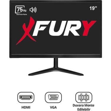 Fury 19" 75 Hz 5ms (VGA,HDMI,SES) Sesli Led Monitör 6
