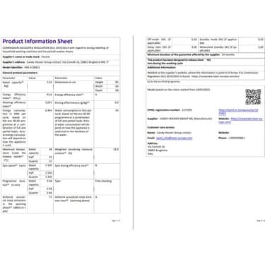 Hoover HBS 413B8-S 13 kg Wi-Fi  Bağlantılı 1400 Devir Çamaşır Makinesi 6