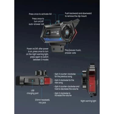 Soi Home BT57 Motosiklet Kask Kulaklık Intercom Işıklı Motorsiklet Interkom 4