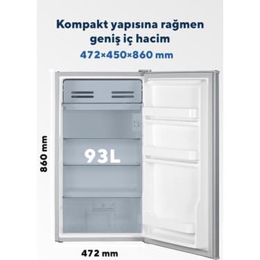 Kumtel HMB-110 E 93 L Statik Gümüş Buzdolabı E Enerji Sınıfı ile Tasarruflu Kullanım 3
