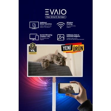 EVAİO Neo 32 Inç 80 Ekran HDD Full HD Taşınabilir Android Smart LED Ayaklı Ekran 5
