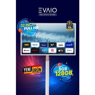 EVAİO Neo 32 Inç 80 Ekran HDD Full HD Taşınabilir Android Smart LED Ayaklı Ekran 3