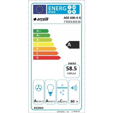 Arçelik Ade 606-4 G Ankastre Duvar Tipi Davlumbaz 5