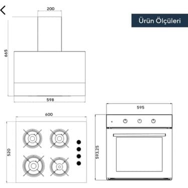 Kumtel Beyaz Ankastre Set (KO40TA Ocak - B66S2MT Fırın - DA6830 Davlumbaz) 3