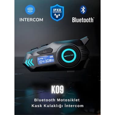 Helmet K09 Intercom Bluetooth Motosiklet Kask Kulaklığı – Çift Yönlü Intercom ve Müzik Desteği 7