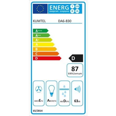 Kumtel Siyah Dp6-S Duvar Tipi Piramit Davlumbaz Alüminyum Filtre, 450 m³/s Yüksek Emiş Gücü ile Sessiz Çalışma 6