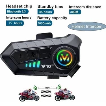 Serreha 2 ADET Motosiklet Bluetooth 5.3 Kask Intercom 2 Kişi 300 Metre Eşleşme Özelliklikli 4