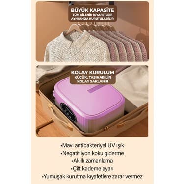 Katlanır Çamaşır Kurutma Makinesi Pembe 6