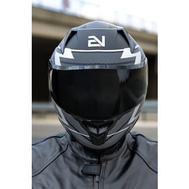 Endro Thunderbolt Mat Siyah Beyaz Tam Yüz Kask Polikarbonat Malzeme 4 Mevsim Kullanım 3