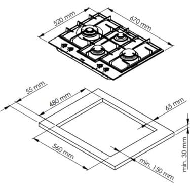 Ferre Beyaz Set ( D101 Beyaz Davlumbaz -ED076-WFA Beyaz Ocak- XE63CB Fryart Beyaz Fırın ) 2