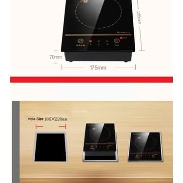 Tabaş Mini Elektrikli Manyetik Indüksiyon Ocak 800W Tel Kontrol Gömülü 220V-50Hz Hotpot Ocak Brülör Su Geçirmez Tencere Çay Kazan Soba Ocak 2