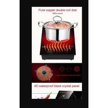 Tabaş Mini Elektrikli Manyetik Indüksiyon Ocak 800W Tel Kontrol Gömülü 220V-50Hz Hotpot Ocak Brülör Su Geçirmez Tencere Çay Kazan Soba Ocak 4